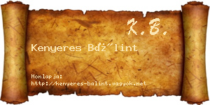 Kenyeres Bálint névjegykártya