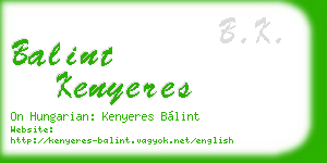 balint kenyeres business card